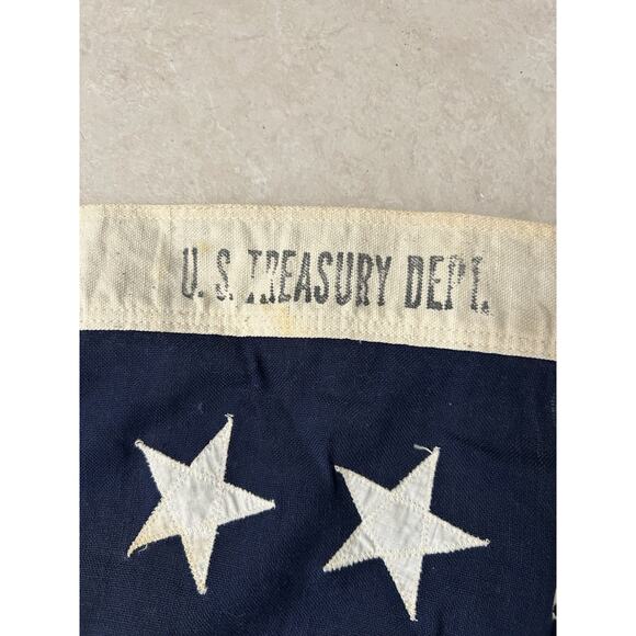 VTG RARE American Flag Bulldog Bunting 48 Stars WW2/Korean 40s US Treasury Dept - Picture 15 of 16